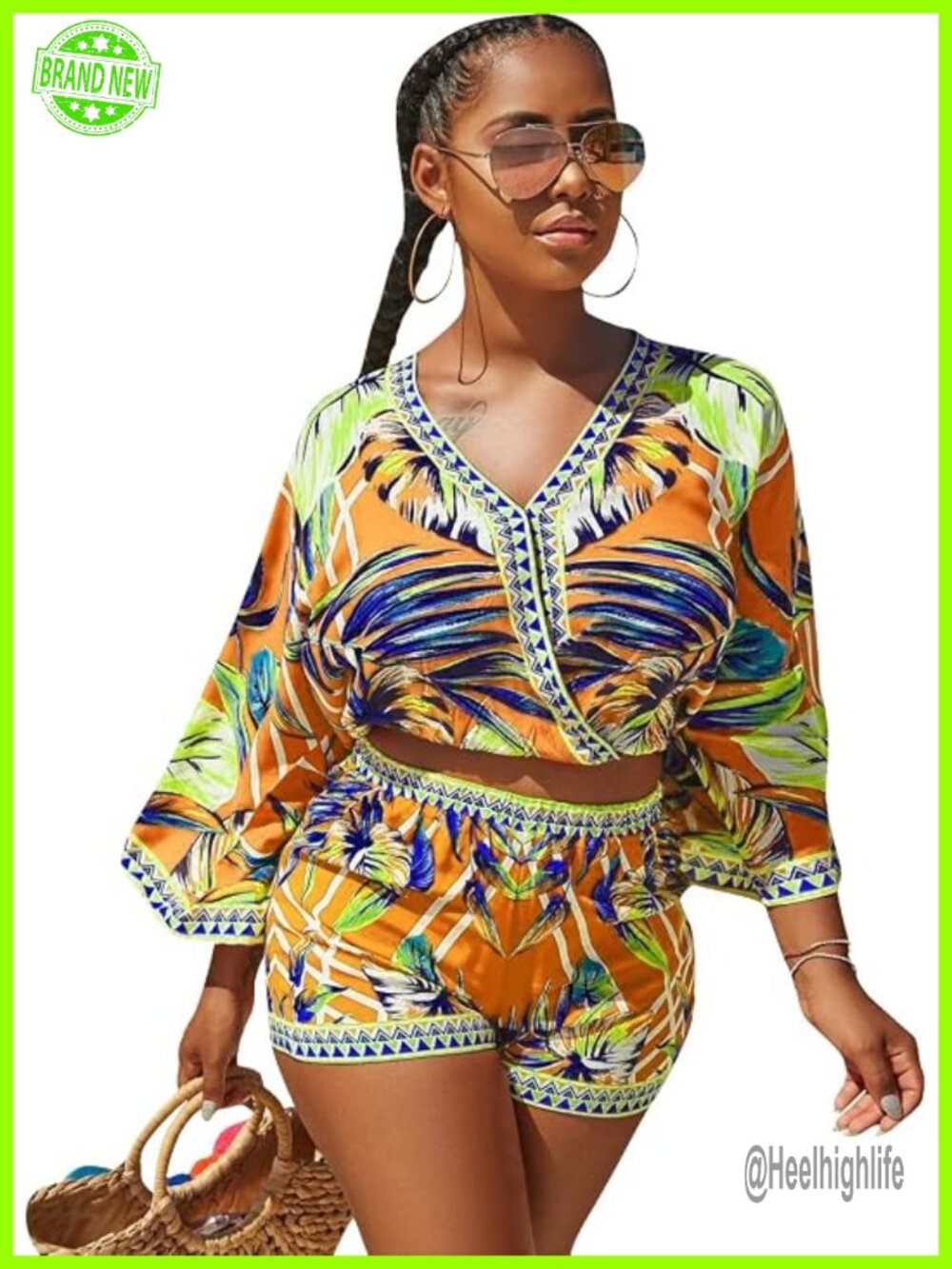 Sexy Two Piece Shorts Set - African Floral Jumpsuit Romper Vacation Outfit